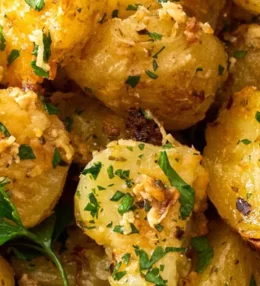 بطاطس محمصة بالبارميزان وزبدة الثوم