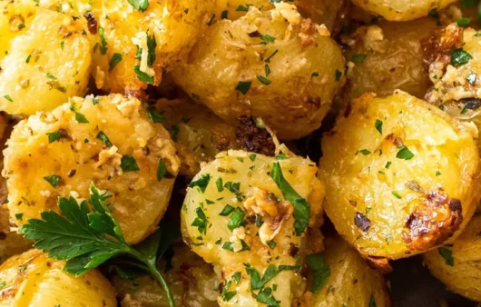 بطاطس محمصة بالبارميزان وزبدة الثوم