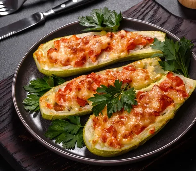 مراكب كوسه محشوة بالطماطم والفيتا